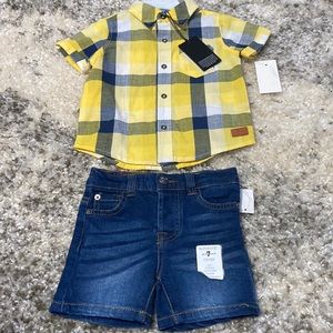 NEW. 7 for all Mankind. 2 piece Baby Boy outfit. Size 12 Mos. Spring/Summ…
